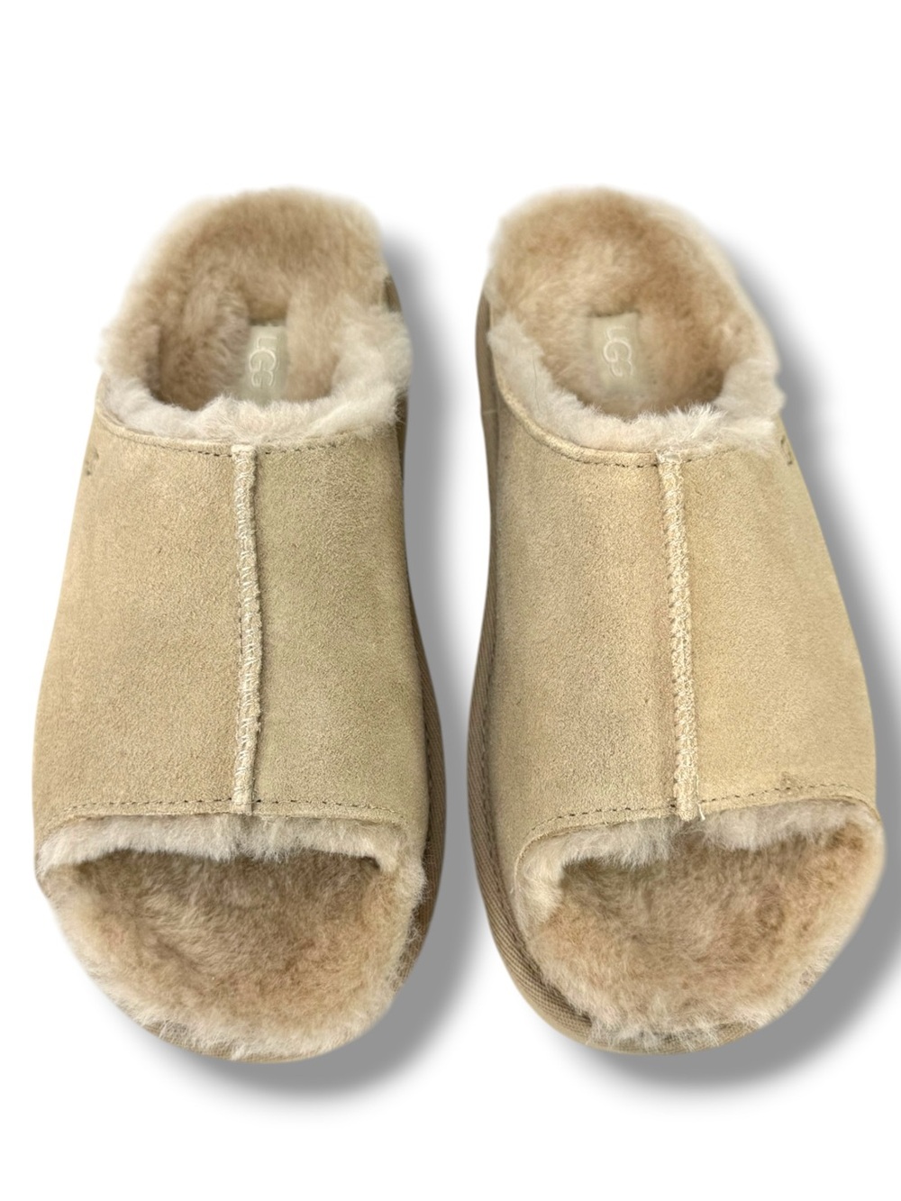 UGG Greenport Suede Slide Shearling Slip On Size 5 Cozy Cabincore Loungewear - Picture 5 of 12